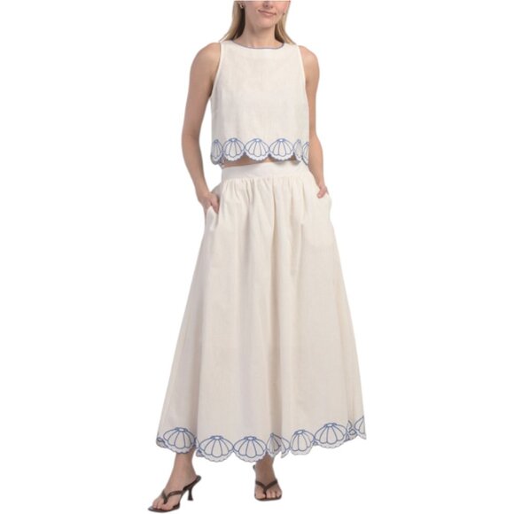 Calypso St. Barth Dresses & Skirts - CALYPSO ST. BARTH 2pc Linen Blend Embroidered Set